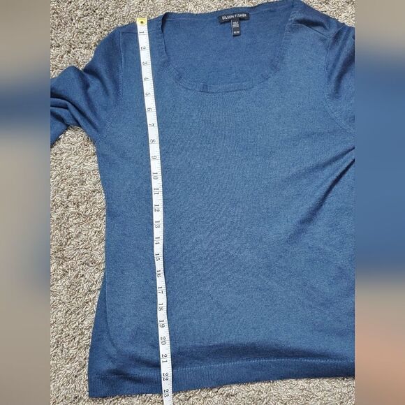 Eileen Fisher Blue Organic Cotton & Wool Blend Sweater - Picture 3 of 6